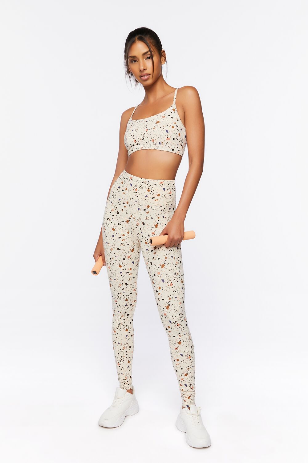  Forever 21 Terrazzo Print Sports Bra - tan multi - Bonton