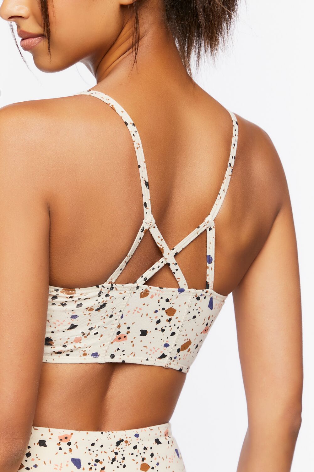 Forever 21 Terrazzo Print Sports Bra - tan multi - Bonton
