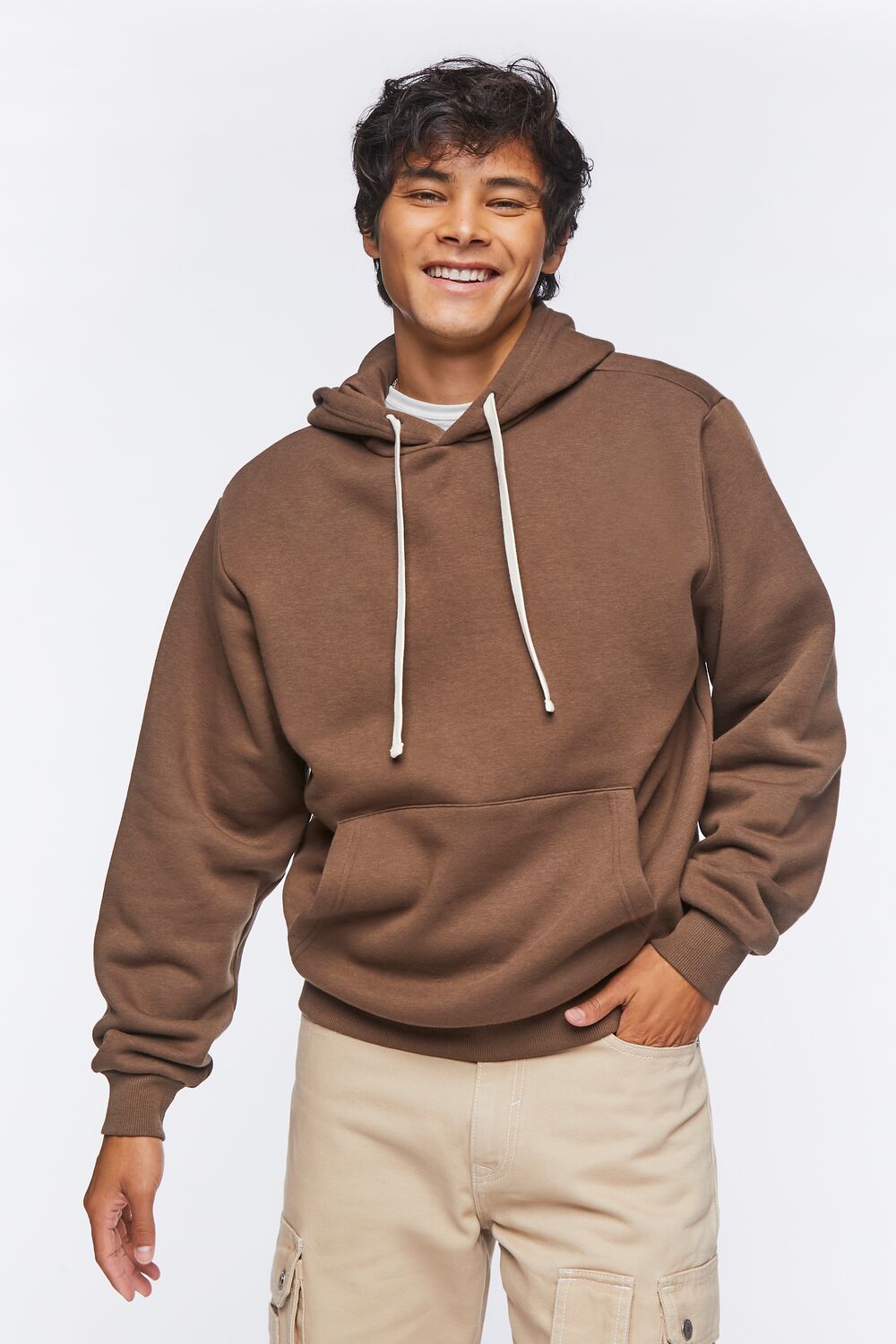  Forever 21 Basic Drawstring Hoodie - dark brown - Bonton