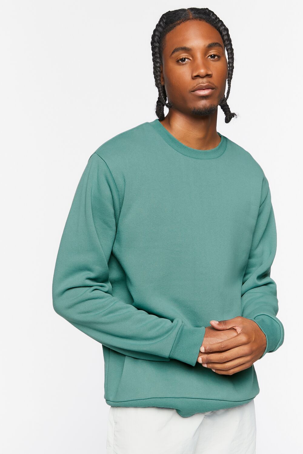  Forever 21 Fleece Crew Sweatshirt - green - Bonton