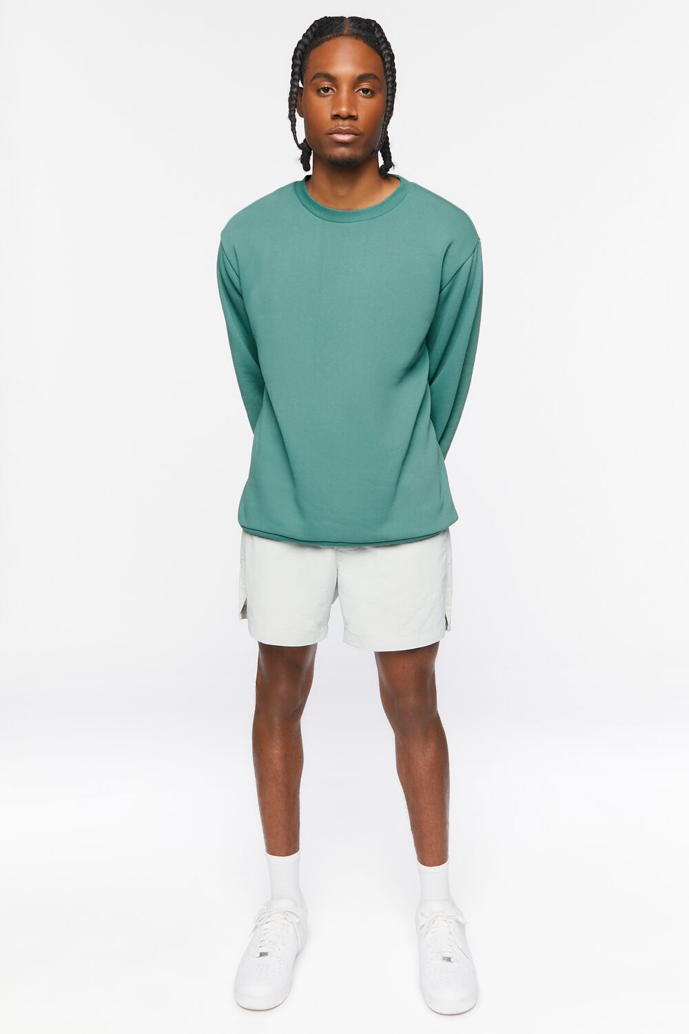  Forever 21 Fleece Crew Sweatshirt - green - Bonton