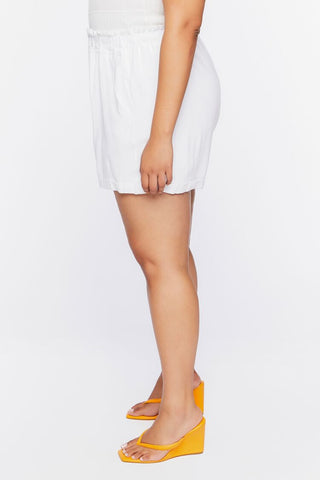 Plus Size Paperbag High-Rise Shorts