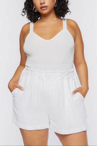Plus Size Paperbag High-Rise Shorts