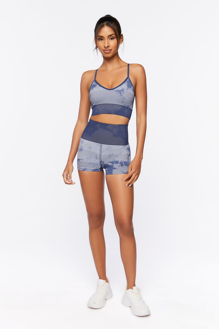  Forever 21 Seamless Longline Tie-Dye Sports Bra - navy blue - Bonton