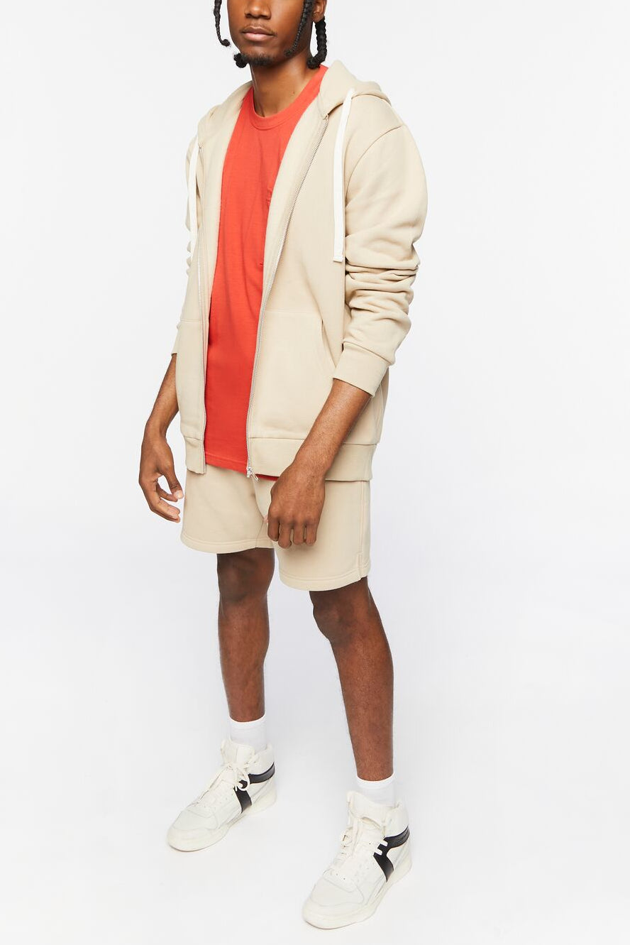  Forever 21 Fleece Zip-Up Hoodie - taupe - Bonton