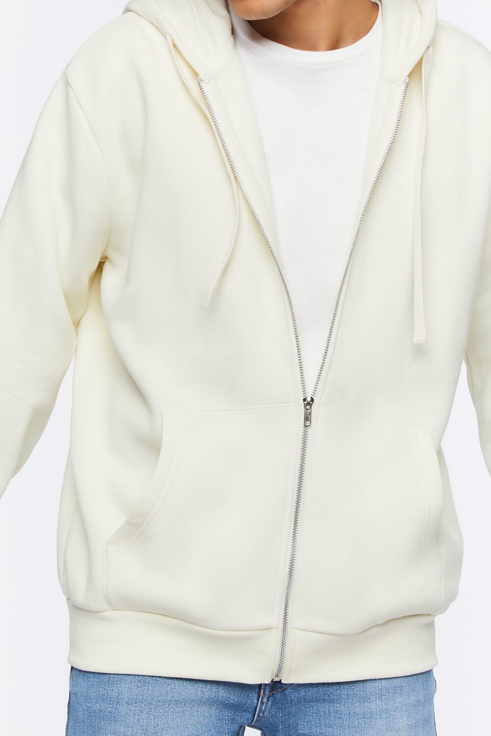  Forever 21 Fleece Zip-Up Hoodie - taupe - Bonton
