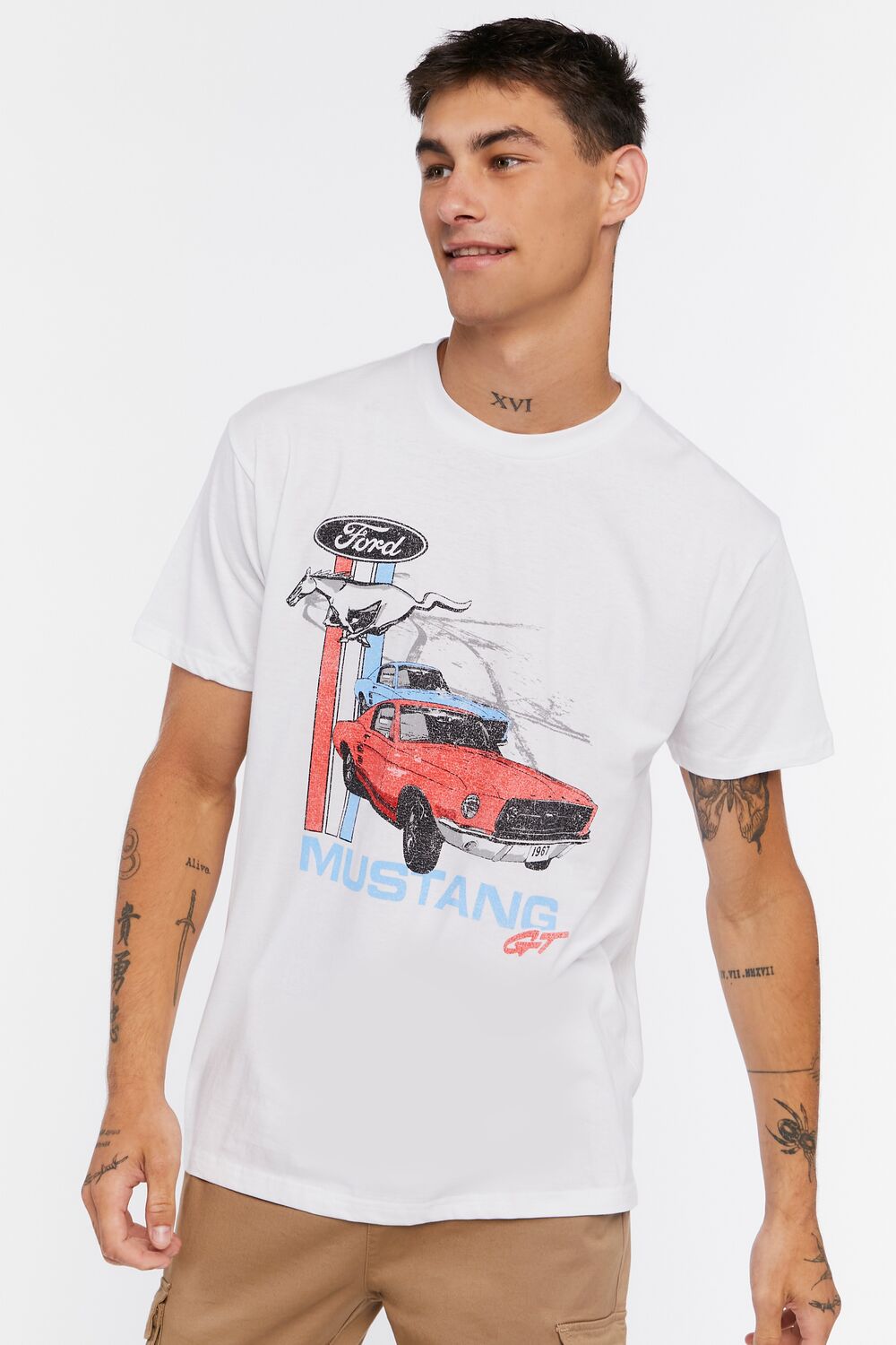  Forever 21 Ford Mustang Graphic Tee - white multi - Bonton