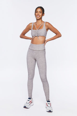 Ruched Drawstring Sports Bra