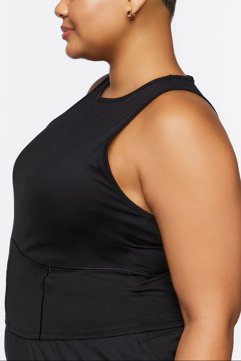  Forever 21 Plus Size Active Cropped Tank Top - black - Bonton