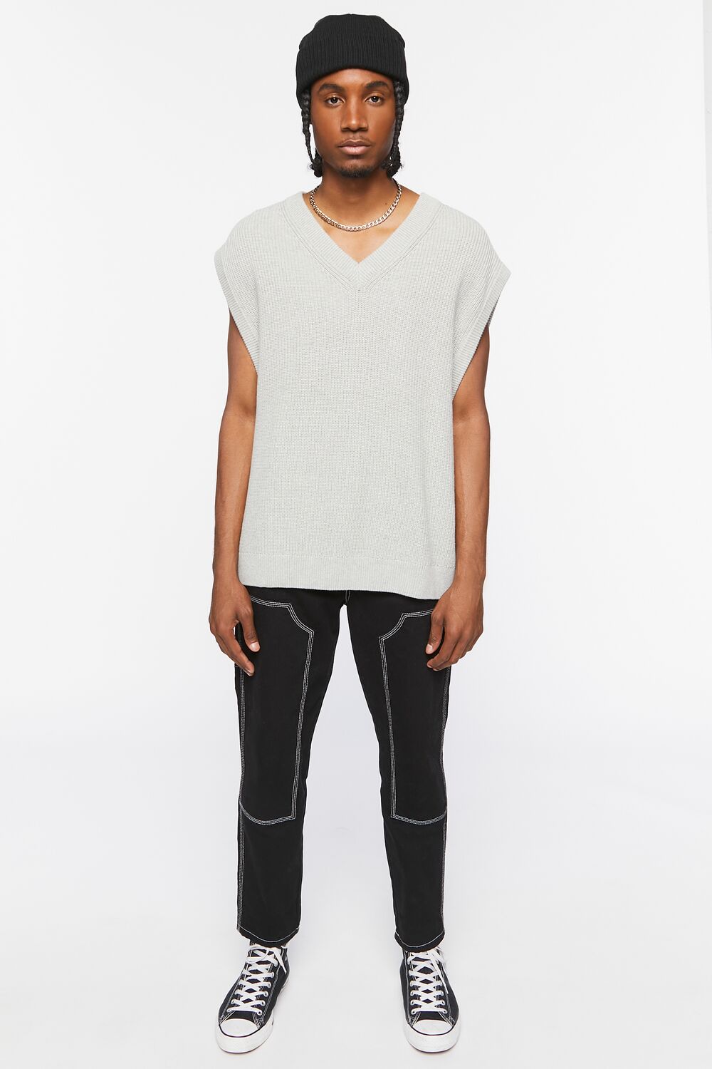  Forever 21 Ribbed Sweater Vest - heather grey - Bonton