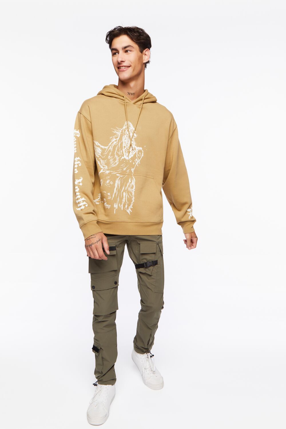  Forever 21 Fear The Youth Graphic Hoodie - brown white - Bonton