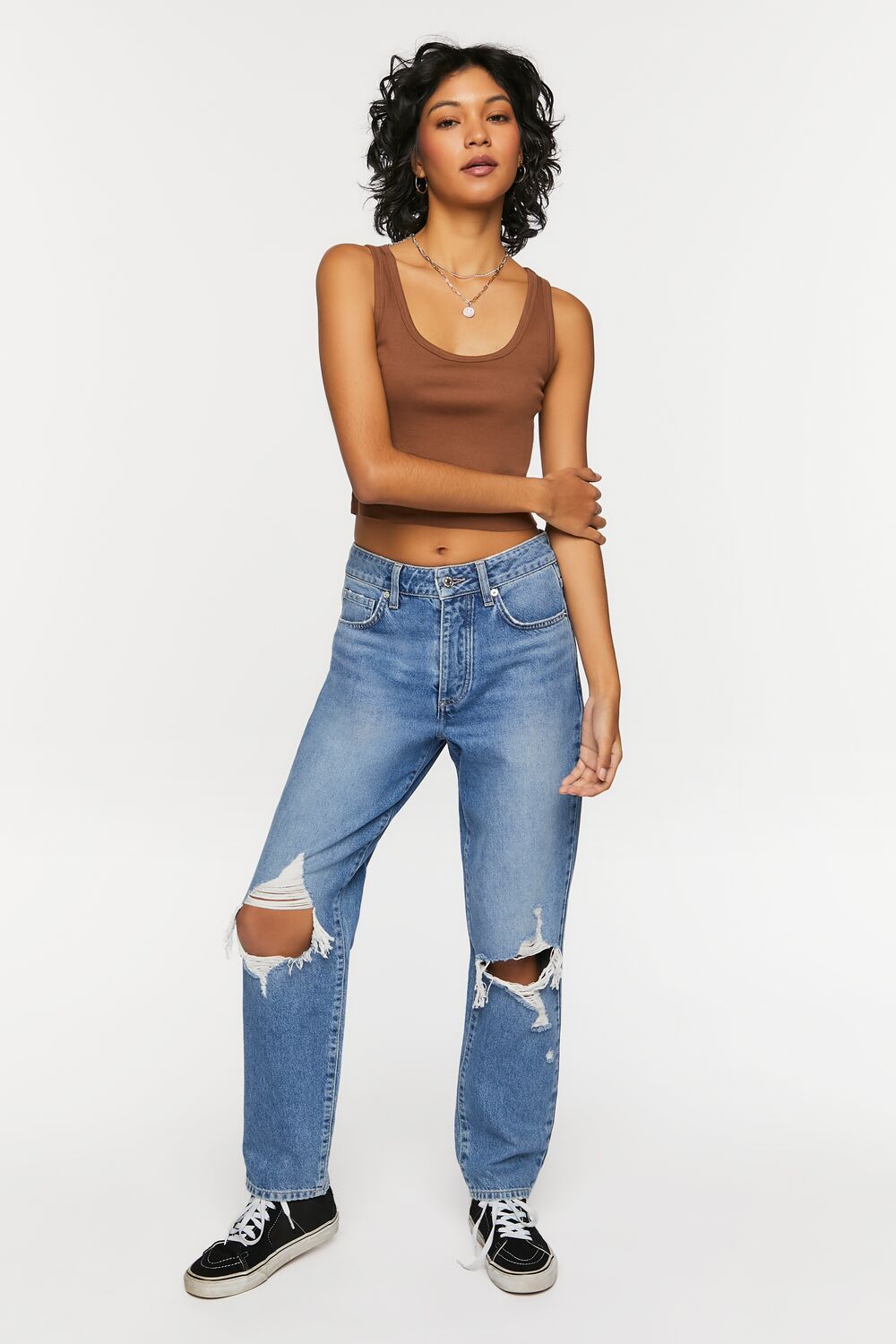  Forever 21 Cropped Tank Top - black - Bonton