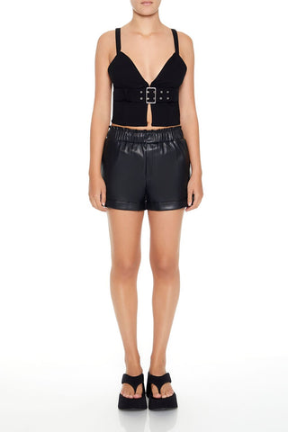 Faux Leather High-Waist Shorts