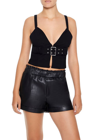Faux Leather High-Waist Shorts