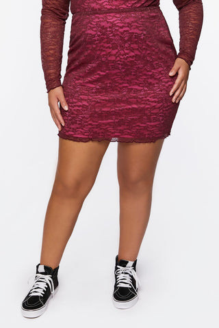Plus Size Lace Mini Skirt