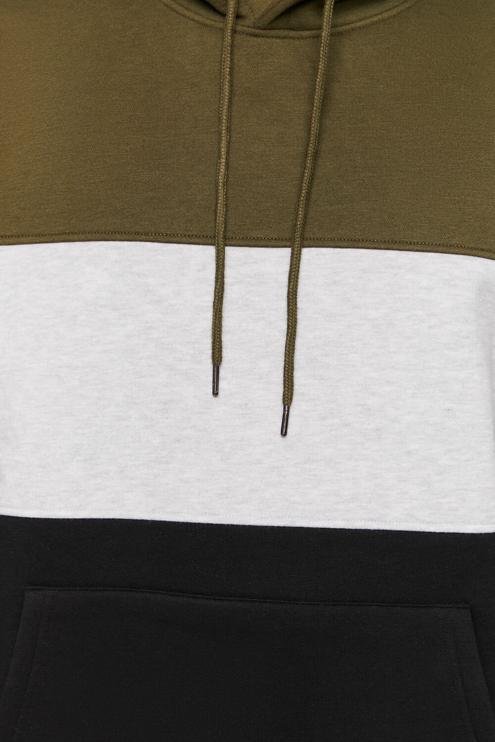  Forever 21 Fleece Colorblock Hoodie - olive multi - Bonton