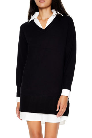 Combo Sweater Shirt Dress