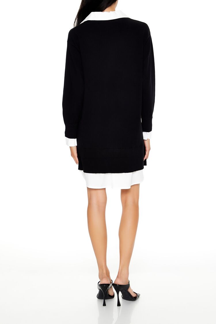  Forever 21 Combo Sweater Shirt Dress - black white - Bonton