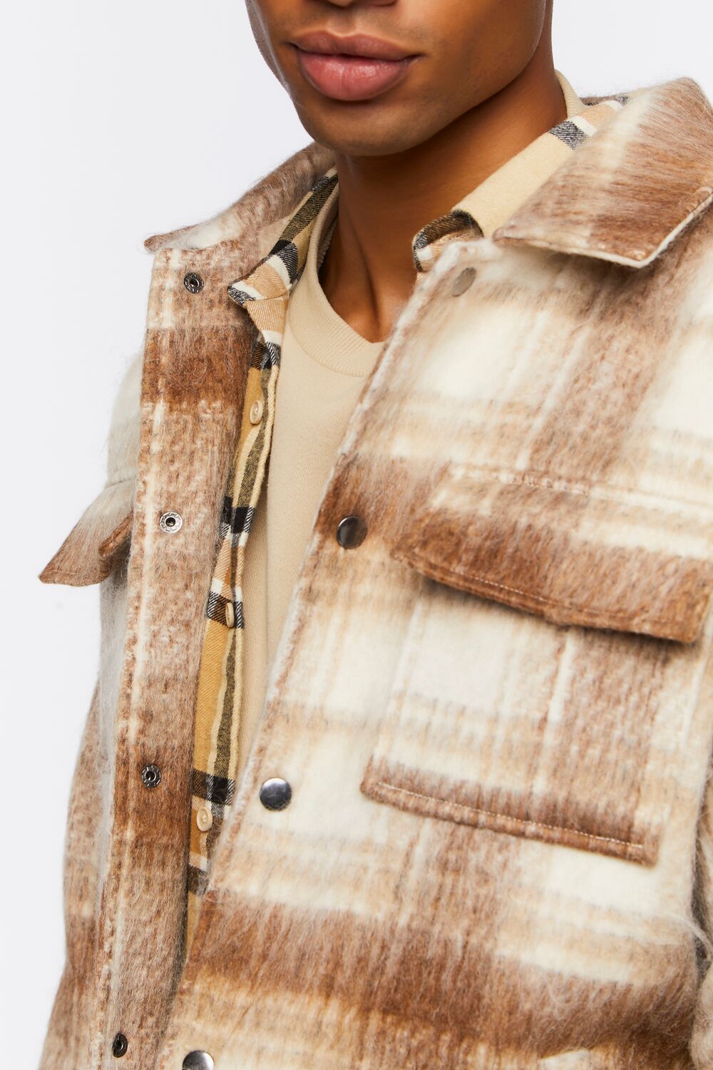  Forever 21 Plaid Bomber Jacket - taupe-multi - Bonton