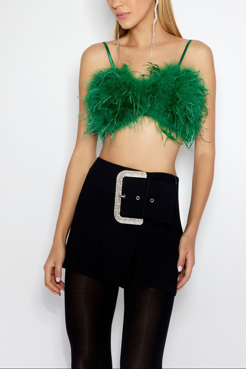  Forever 21 Feather Cropped Cami - emerald - Bonton