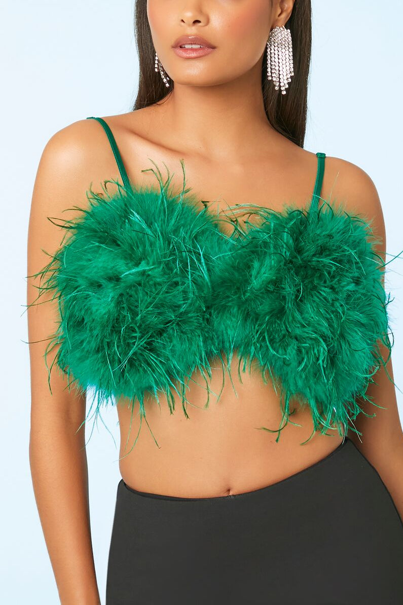 Forever 21 Feather Cropped Cami - emerald - Bonton