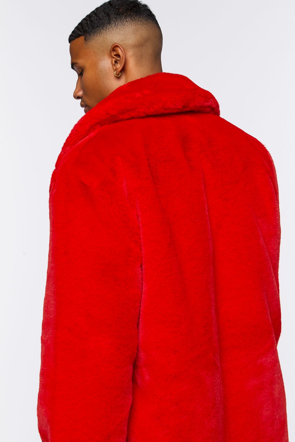  Forever 21 Faux Fur Longline Coat - red-swatch - Bonton