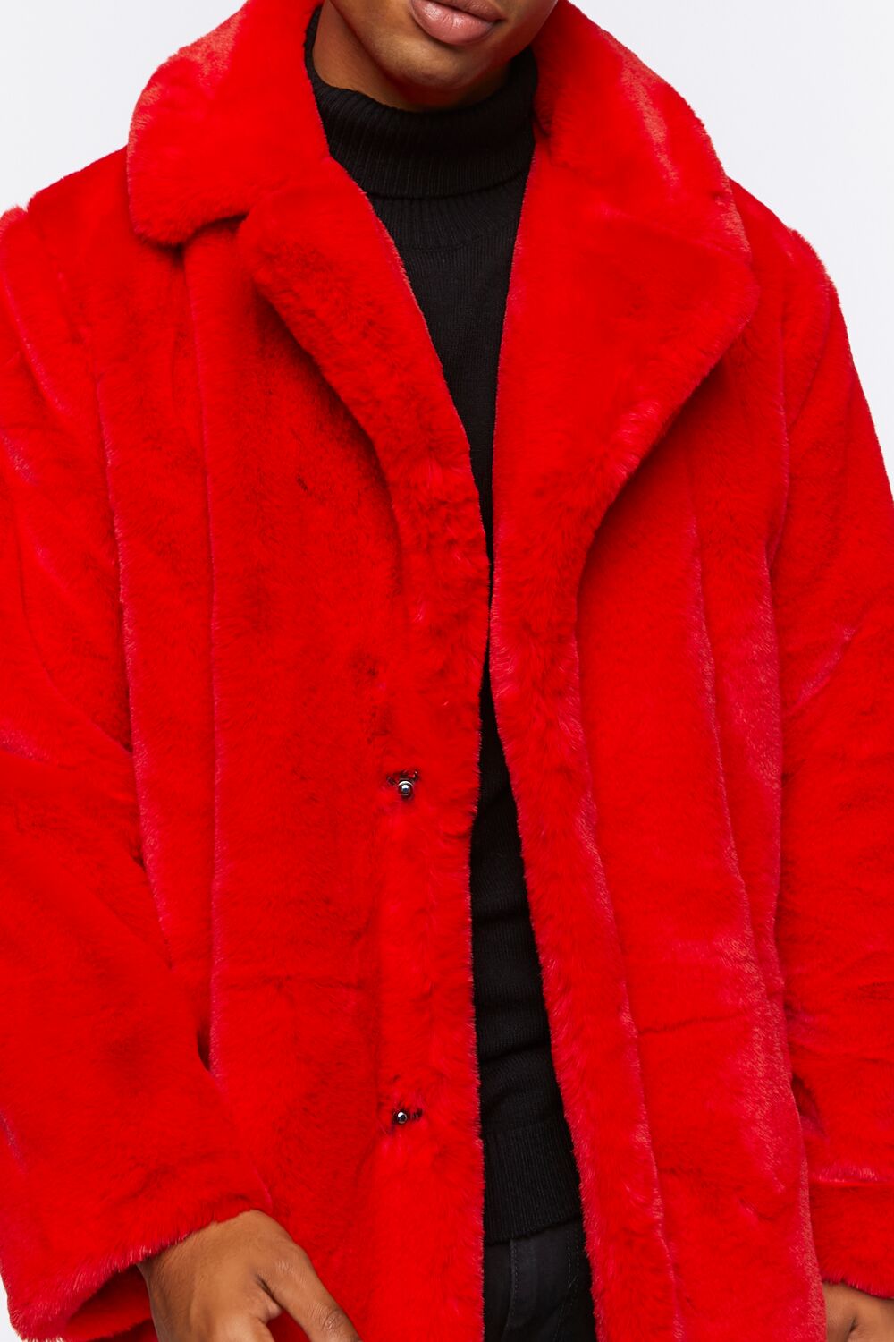 Forever 21 Faux Fur Longline Coat - red-swatch - Bonton
