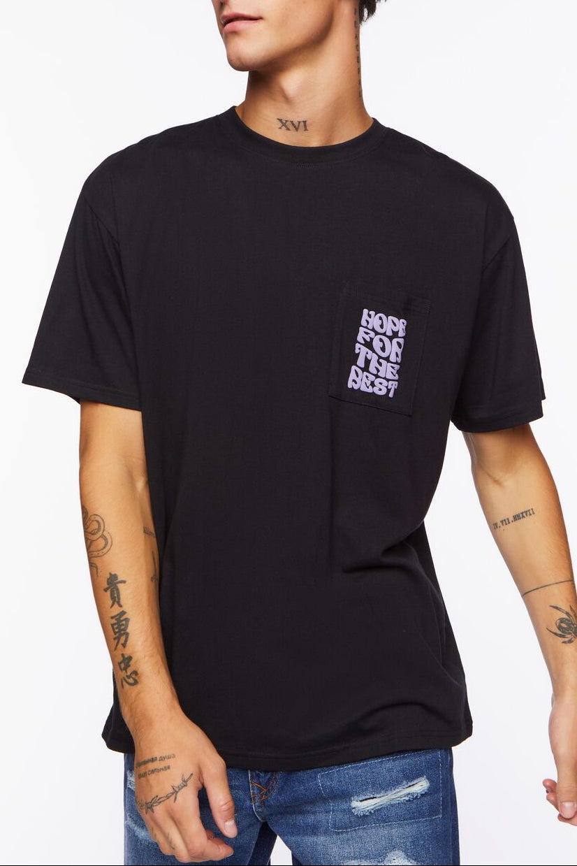  Forever 21 Hope For The Best Graphic Tee - black lavender - Bonton