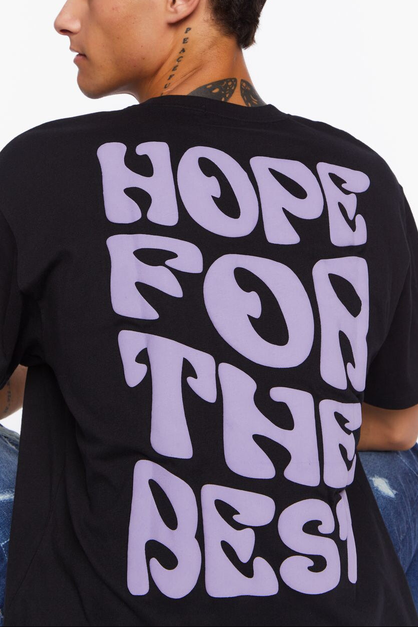  Forever 21 Hope For The Best Graphic Tee - black lavender - Bonton