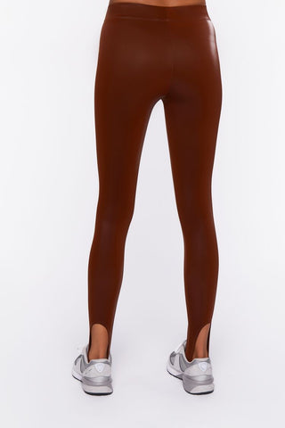 Faux Leather Stirrup Leggings