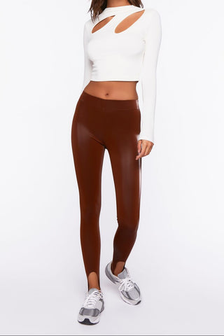 Faux Leather Stirrup Leggings