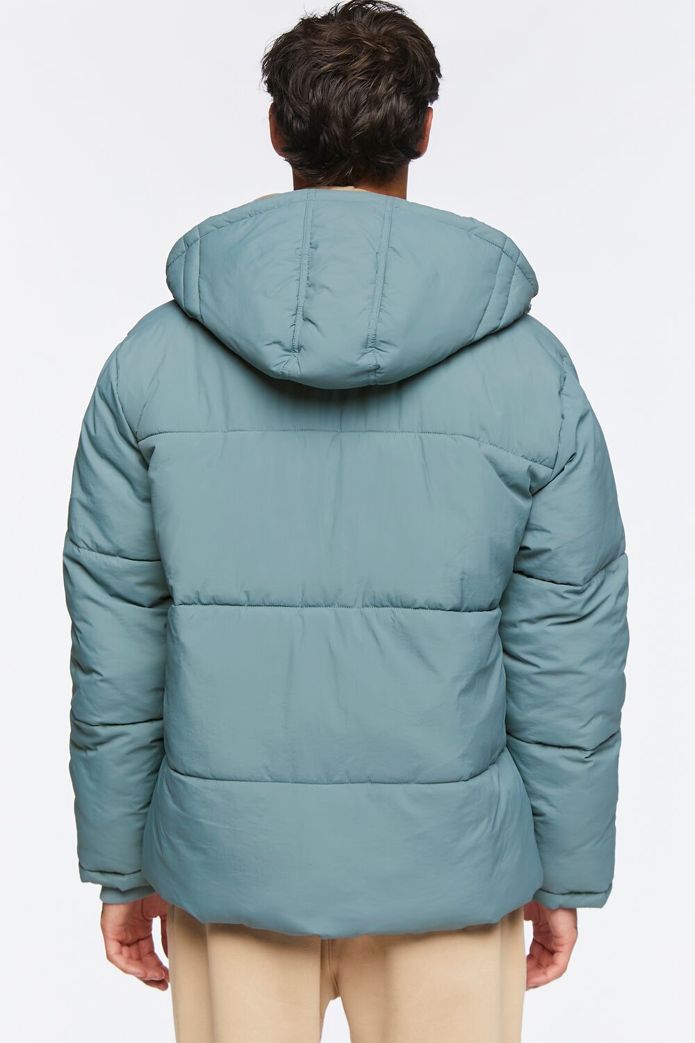  Forever 21 Zip-Up Hooded Puffer Jacket - stone-blue - Bonton