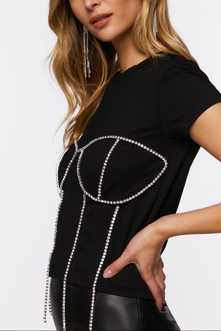 Rhinestone Corset Tee