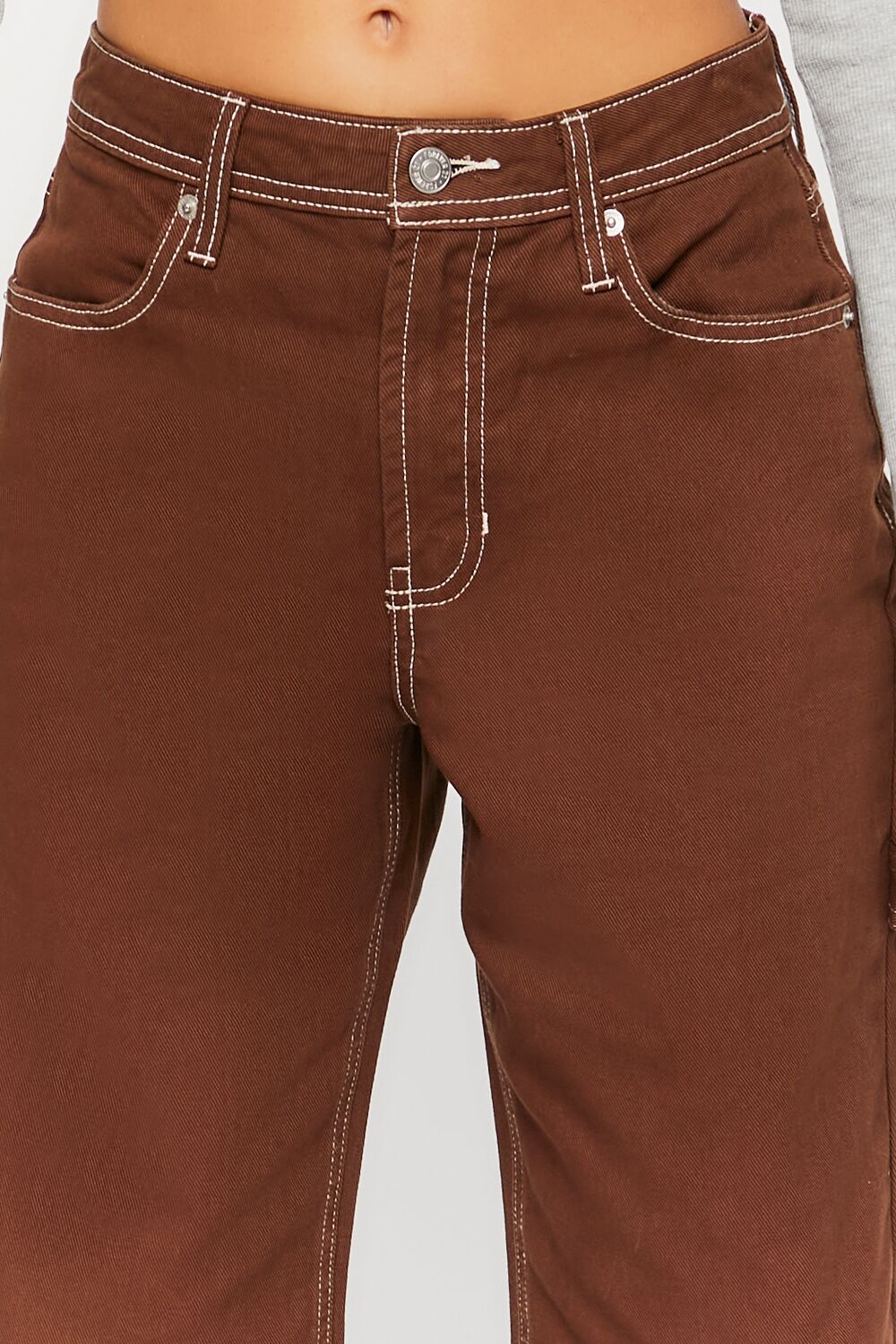 Forever 21 High-Rise Carpenter Dad Jeans - brown - Bonton