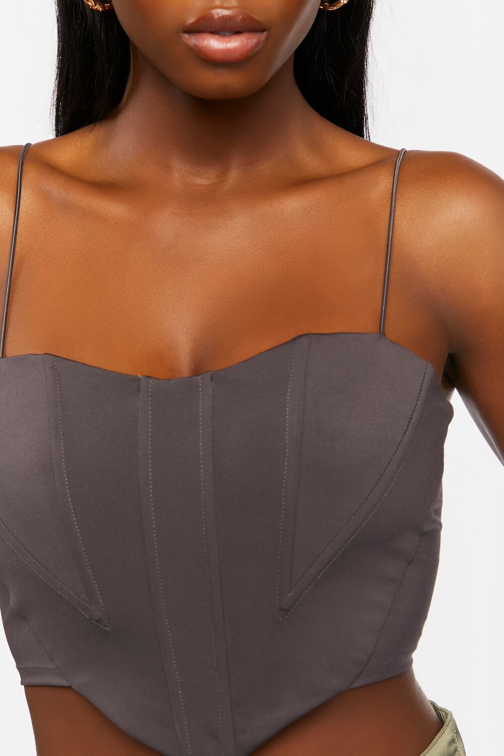  Forever 21 Bustier Crop Top - charcoal - Bonton