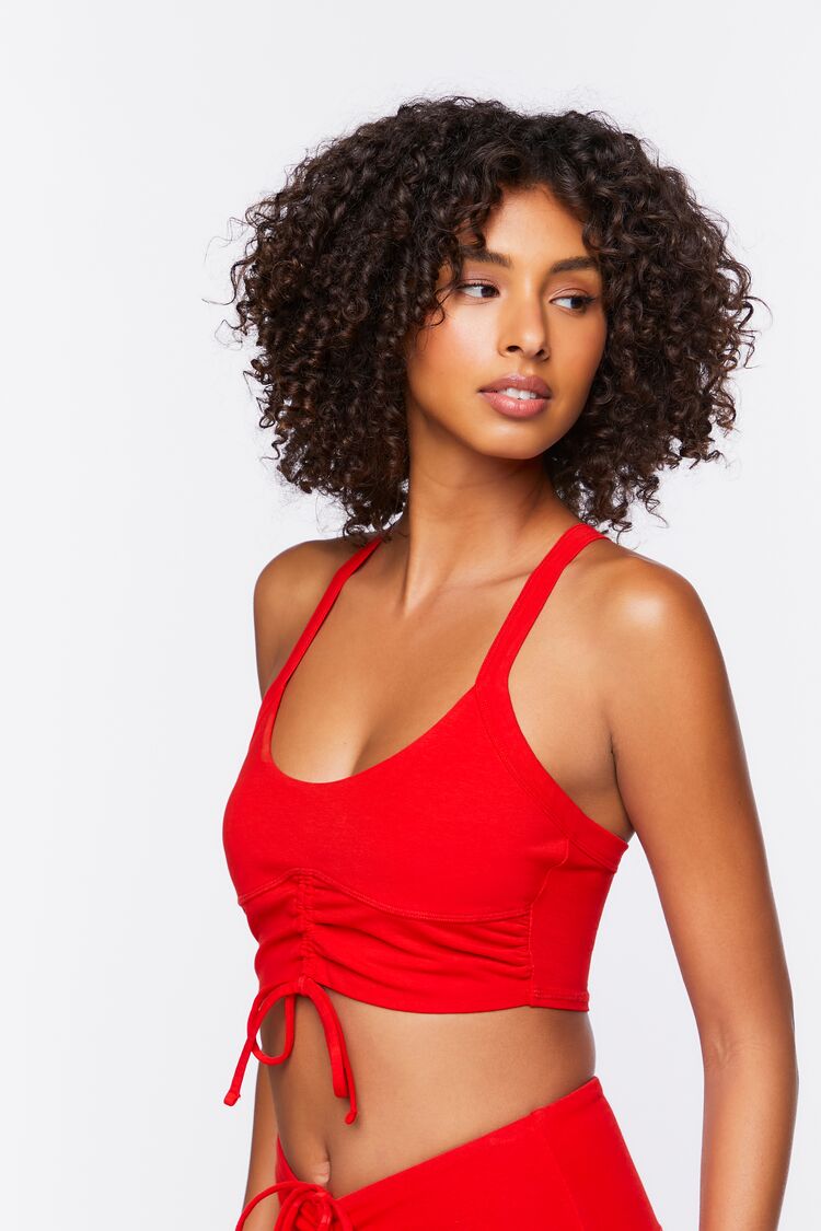  Forever 21 Ruched Drawstring Sports Bra - high risk red - Bonton