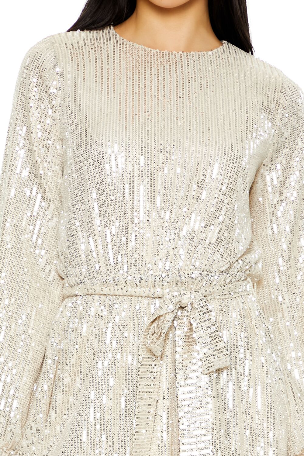  Forever 21 Sequin Long-Sleeve Mini Dress - champagne - Bonton