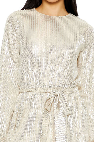 Sequin Long-Sleeve Mini Dress