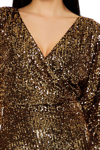 Sequin Surplice Mini Dress