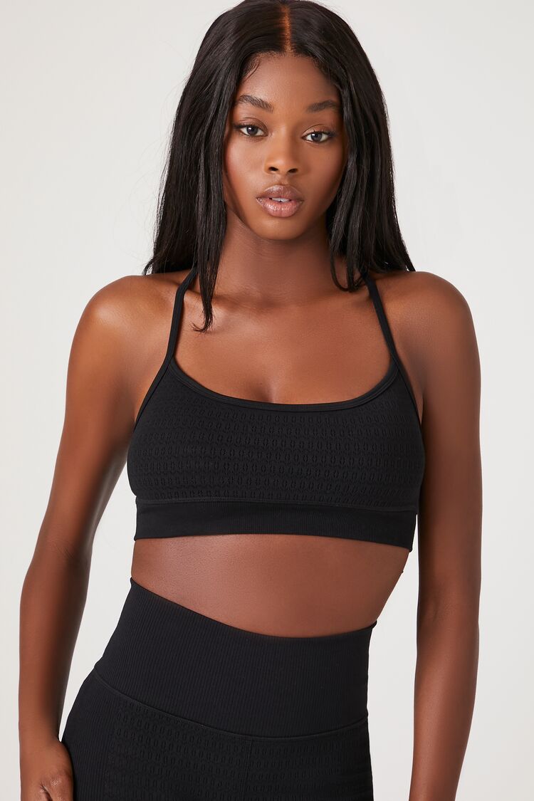  Forever 21 Seamless Crisscross Sports Bra - black - Bonton