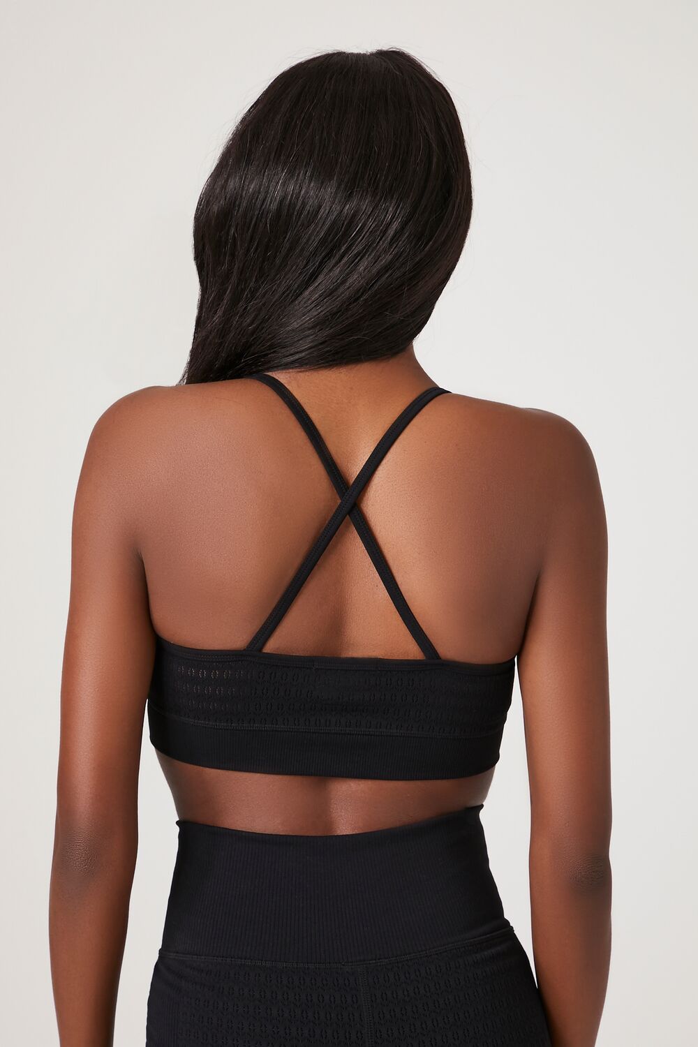  Forever 21 Seamless Crisscross Sports Bra - black - Bonton