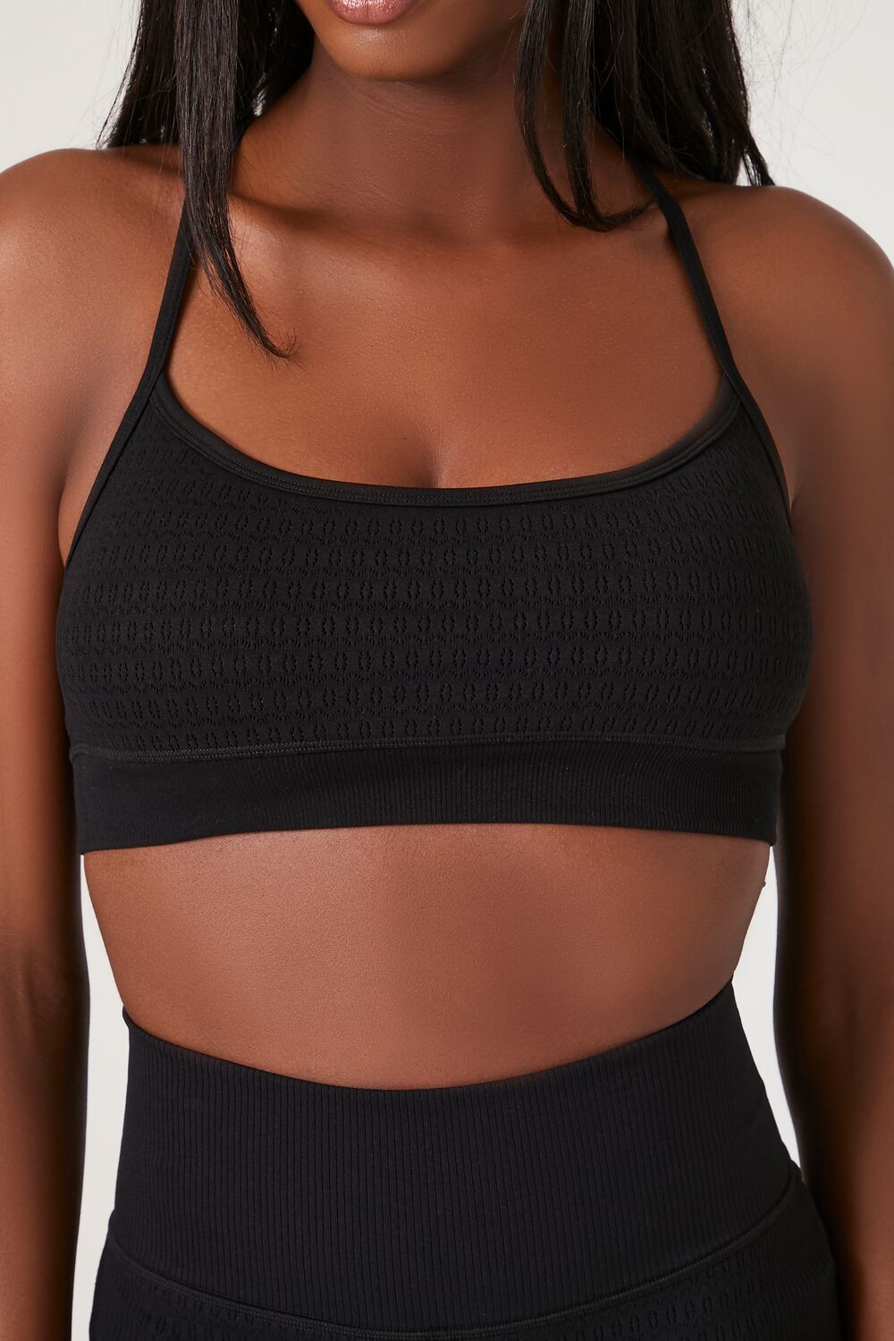  Forever 21 Seamless Crisscross Sports Bra - black - Bonton