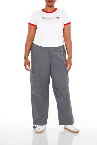 Plus Size Twill Cargo Wallet Chain Pants