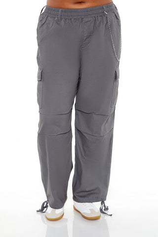 Plus Size Twill Cargo Wallet Chain Pants