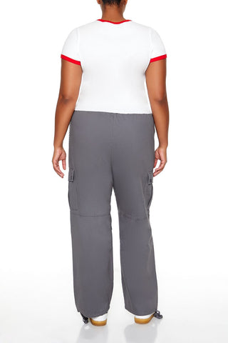 Plus Size Twill Cargo Wallet Chain Pants