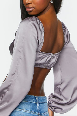 Draped Satin Crop Top