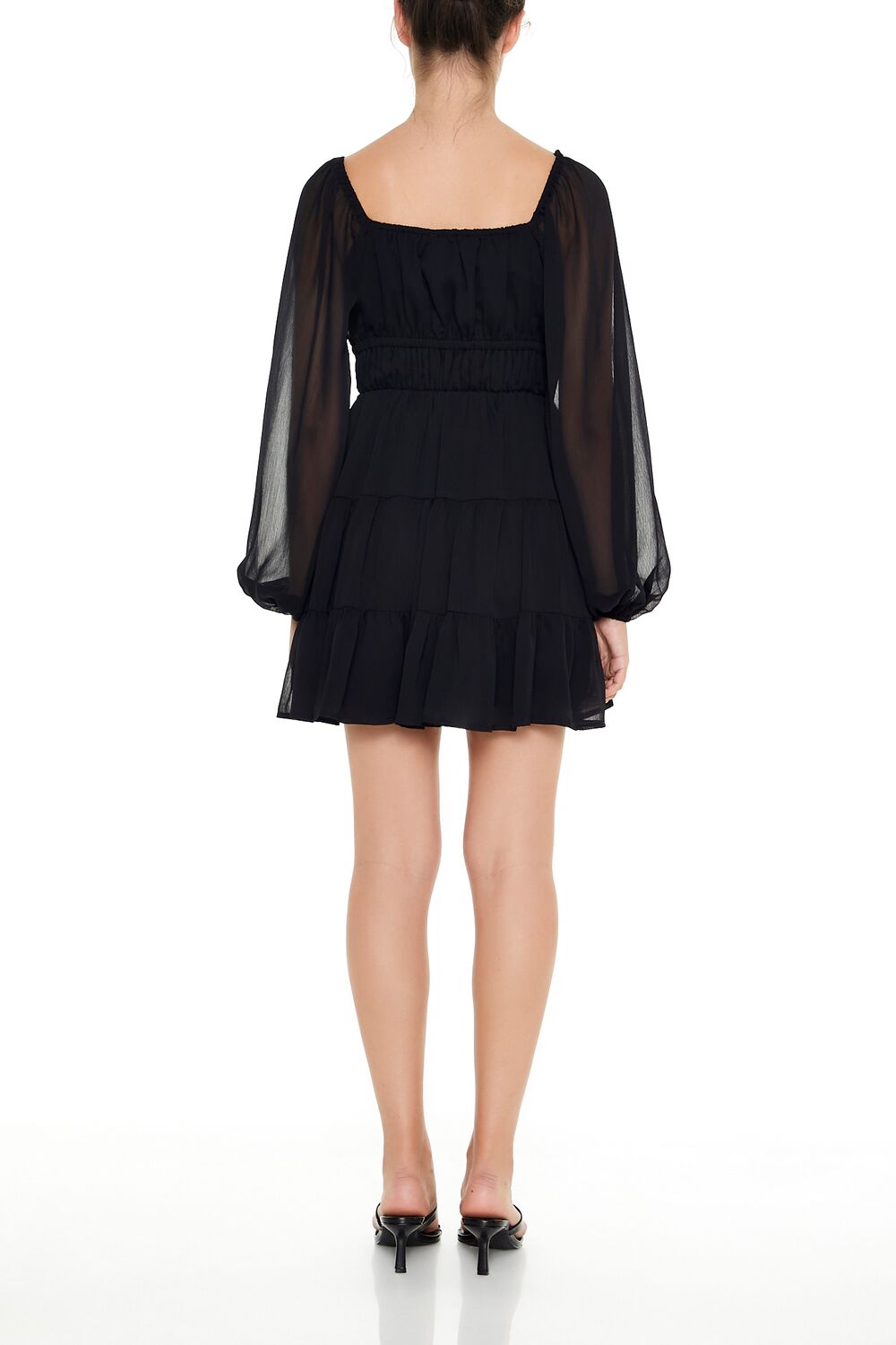  Forever 21 Plunging Tiered Babydoll Dress - black - Bonton
