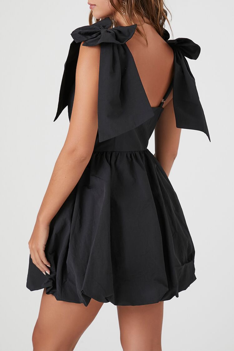 Forever 21 Plunging Bow Babydoll Dress - black - Bonton