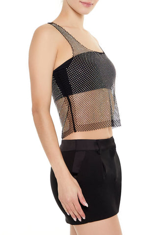 Sheer Rhinestone Netted Tank Top
