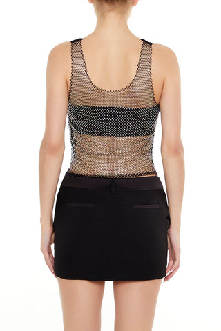 Sheer Rhinestone Netted Tank Top